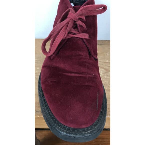Vtg 90s Style International Concepts Red Velvet Vegan Chukka Salem Boots Men 8.5